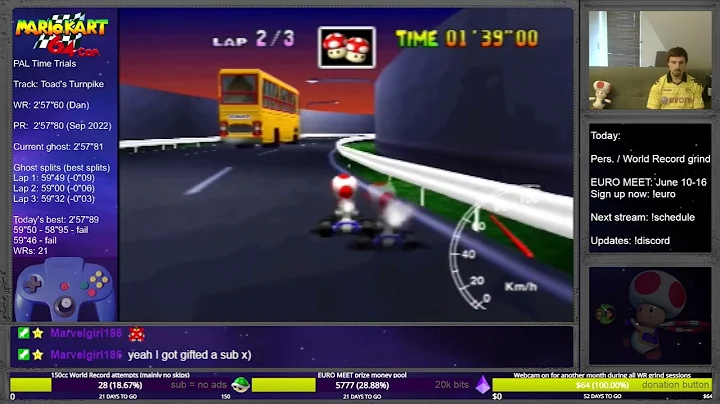 MK64 - new best lap 2 split on TT - 58"93 (2-shroomer)