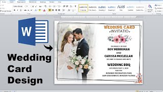 Creative Wedding Invitation Card Design in Ms word | Ms word Tutorial 2020 screenshot 5