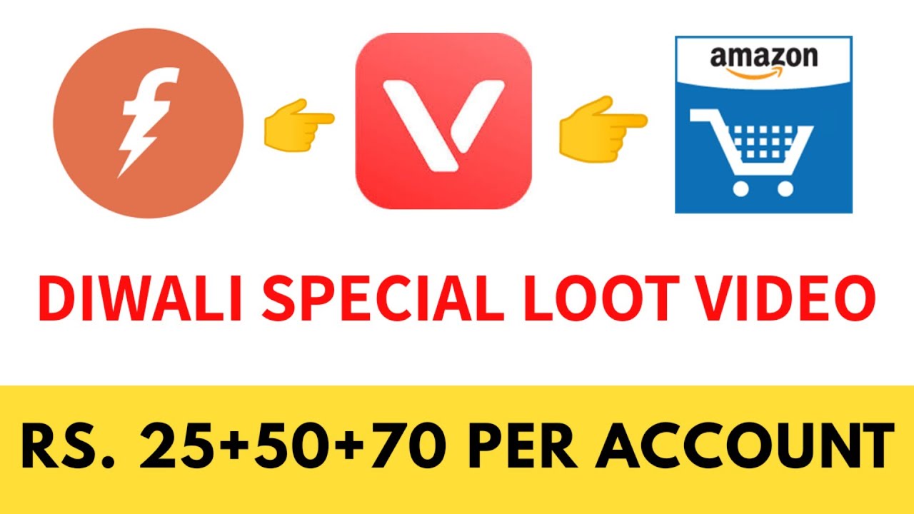 Maha Loot 💥 Add Rs. 25+50+70 Free Per Account ! Freecharge,Amazon,Vmate App Diwali Offer💥 google pay mta