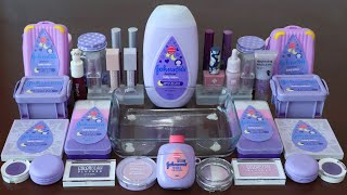 Mixing”Lavender Baby Lotion” Eyeshadow and Makeup,parts Into Slime!Satisfying Slime Video!★ASMR★