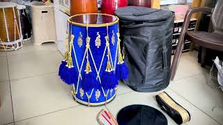 Mango Wood Punjabi Dhol Covered With Blue Velvet Shipped To USA 🇺🇸 📦✈️🌏| Order Now ☎️ 8689000220