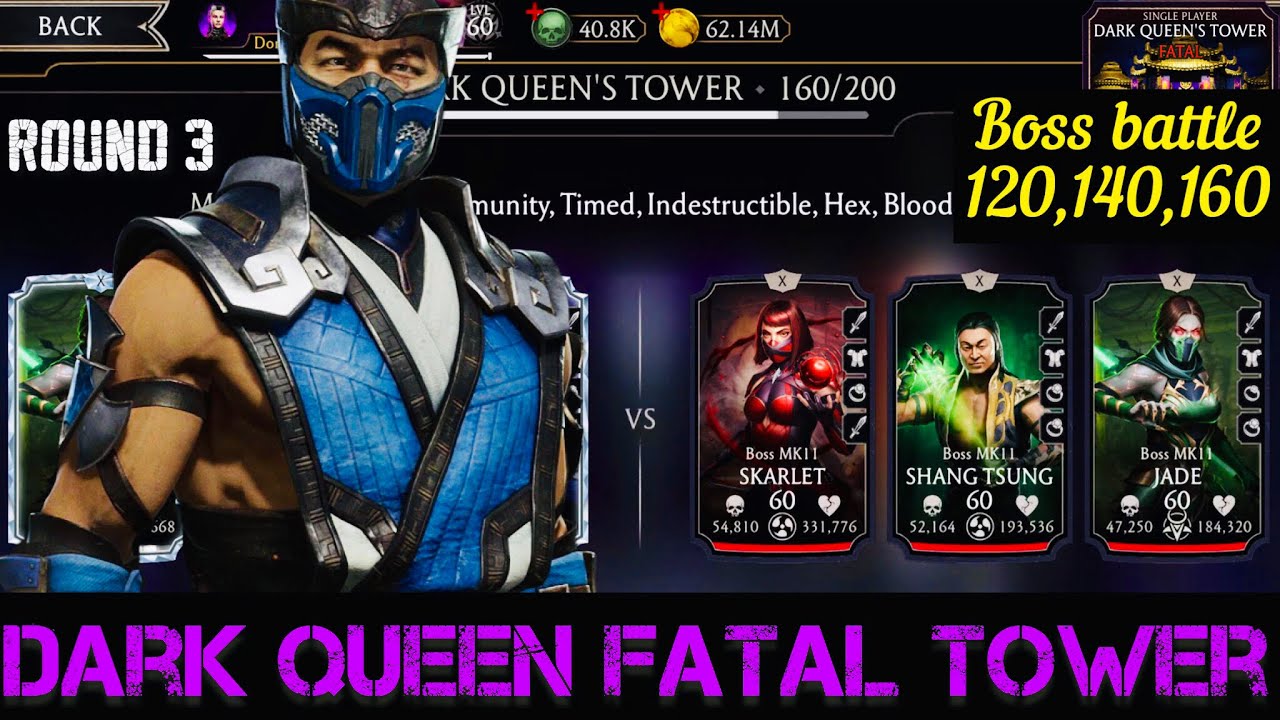 Dark Queen’s Fatal Tower Bosses Battle 120,140,160 Fight + Reward | MK Mobile