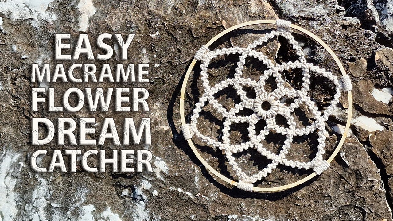 DIY Easy Macrame Flower - Dream Catcher with Alternating Half Hitch Knots
