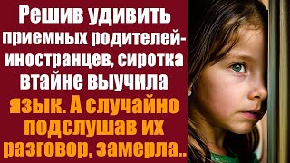 видео: Решив удивить приёмных родителей иностранцев, сиротка втайне выучила язык. А случайно подслушав их.. картинка: Решив удивить приёмных родителей иностранцев, сиротка втайне выучила язык. А случайно подслушав их..
