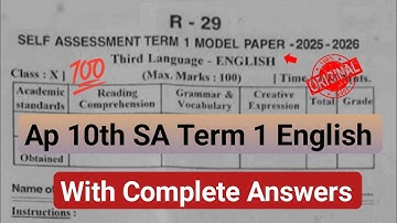 💯real 10th class English Sa Term 1 model paper 2025|Ap 10th Sa-1 english question paper and answer