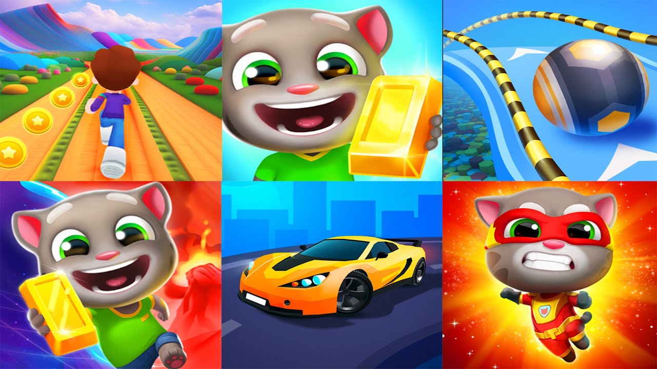 Kooply Run, Race Master, Action Ball, Talking Tom Gold Run, Talking Tom time Rush, Hero Dash