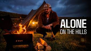 Relaxing SOLO Camping in High Winds | Campfire Cooking & Sunset.