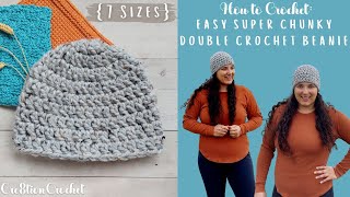 How to Crochet Easy Super Bulky Double Crochet Beanie Hat | Dylan Claire Beanie | Cre8tion Crochet