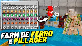 FARM de FERRO + PILLAGER + ESTAÇÃO de TROCAS no Minecraft Bedrock (MCPE, PS4, XBOX, Switch, PC)