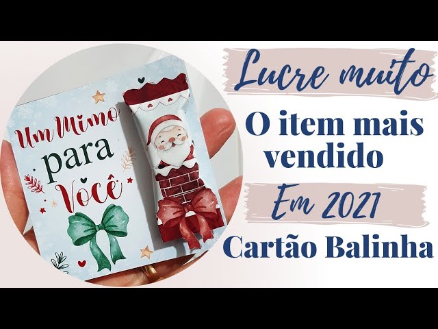 Cartão de Natal com Balinha + Cartão com Lápis e Bala Molde Grátis