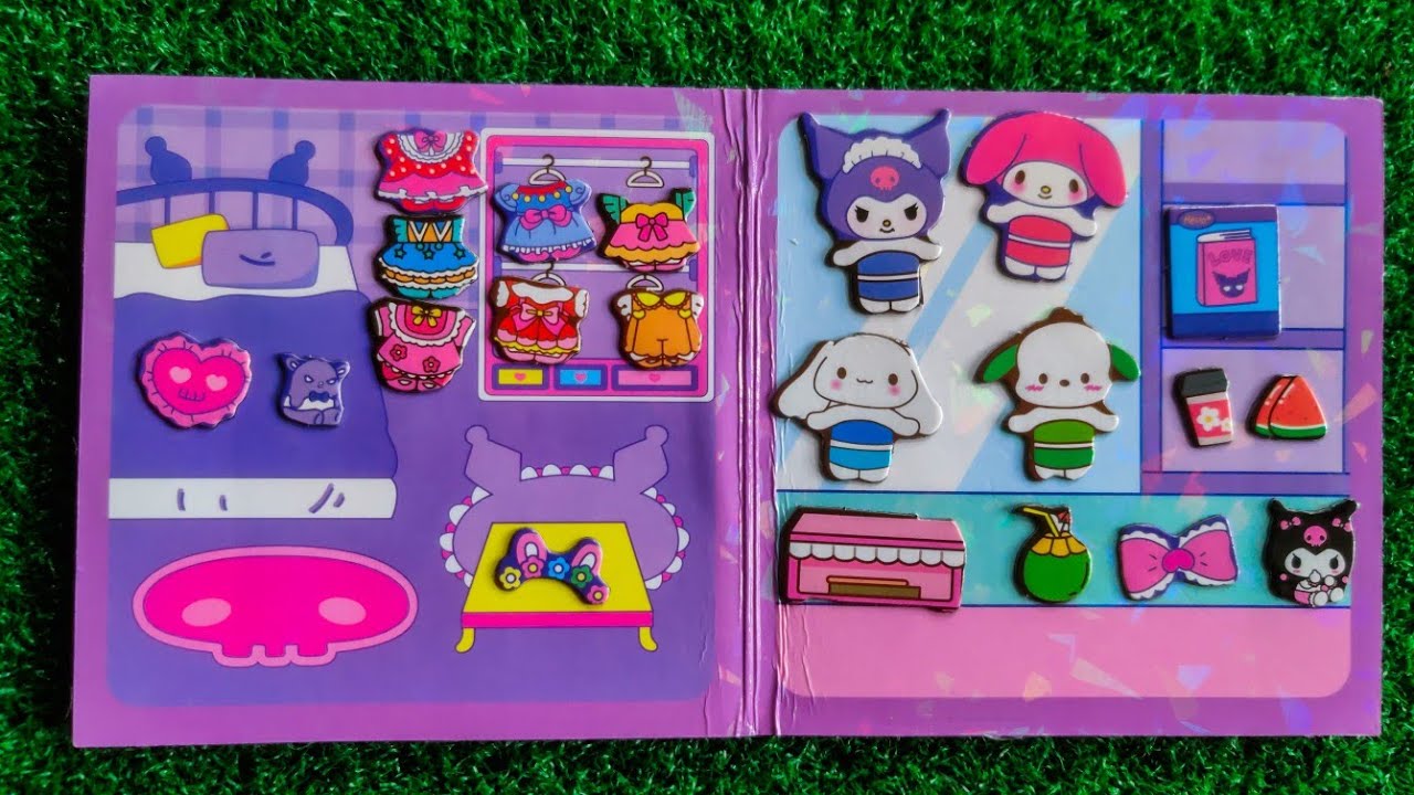 Soft ASMR Sanrio Sticker Book 💕 Cute Magnet & Puffy Stickers Sounds | Sanrio Whisperland