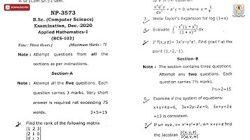 BSC 1ST SEM CS APPLIED MATHEMATICS 1ST NP DEC 2020 | CCSU