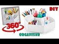diy rotation organizer out of cardbox//360 rotating desk organizer easy to make