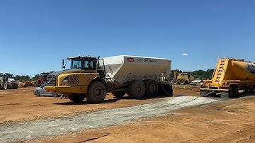 Site Spreader Loading and Spreading Cement