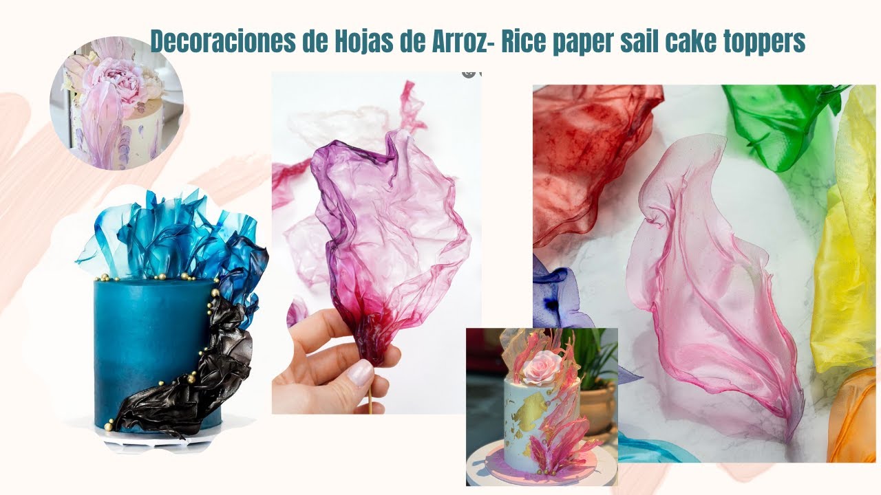 Decoraciones de hojas  de ARROZ Paso a paso  -Rice paper sail cake toppers