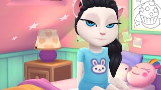 my talking Angela... টমের মেকআপ স্টাইল. ড্রেসিং ও সকালের নাস্তা।#viral #tom #funny #gaming #video