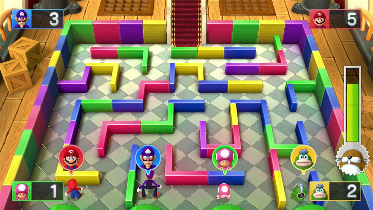 Mario Party 10 Mario Party #62 Waluigi vs Mario vs Toadette vs Spike Mushroom Park Master Difficulty
