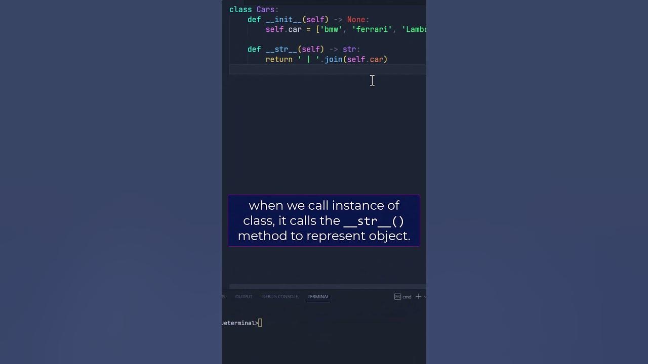 Python __str__ method of class shorts programming YouTube