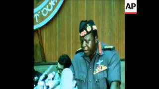 SYND 19 7 75 UGANDAN PRESIDENT, IDI AMIN ADDRESSES A MEETING OF THE ORGANISATION OF AFRICAN UNITY