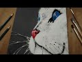 pintura , gato blanco con ojos azules/ paintin white cat with ble eyes.