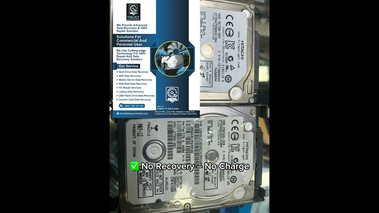 Successfully Recovered Data from Hitachi 2.5'' HDD | 100% Data Recovery – Not Detected but Spinning