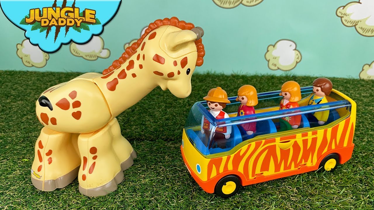 Little People BIG ZOO ANIMALS!! "Jungle Daddy" safari giraffe toys lion