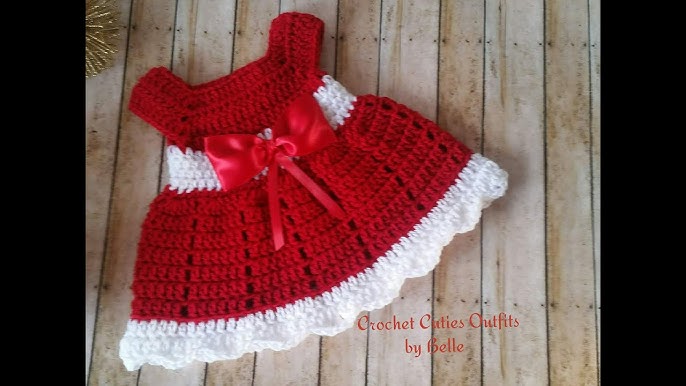 Baby Girl Size 0-3m 3m Knit Crochet Red White Christmas Dress