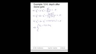 Fluid Mechanics - depth after sluice gate - Example 12-6