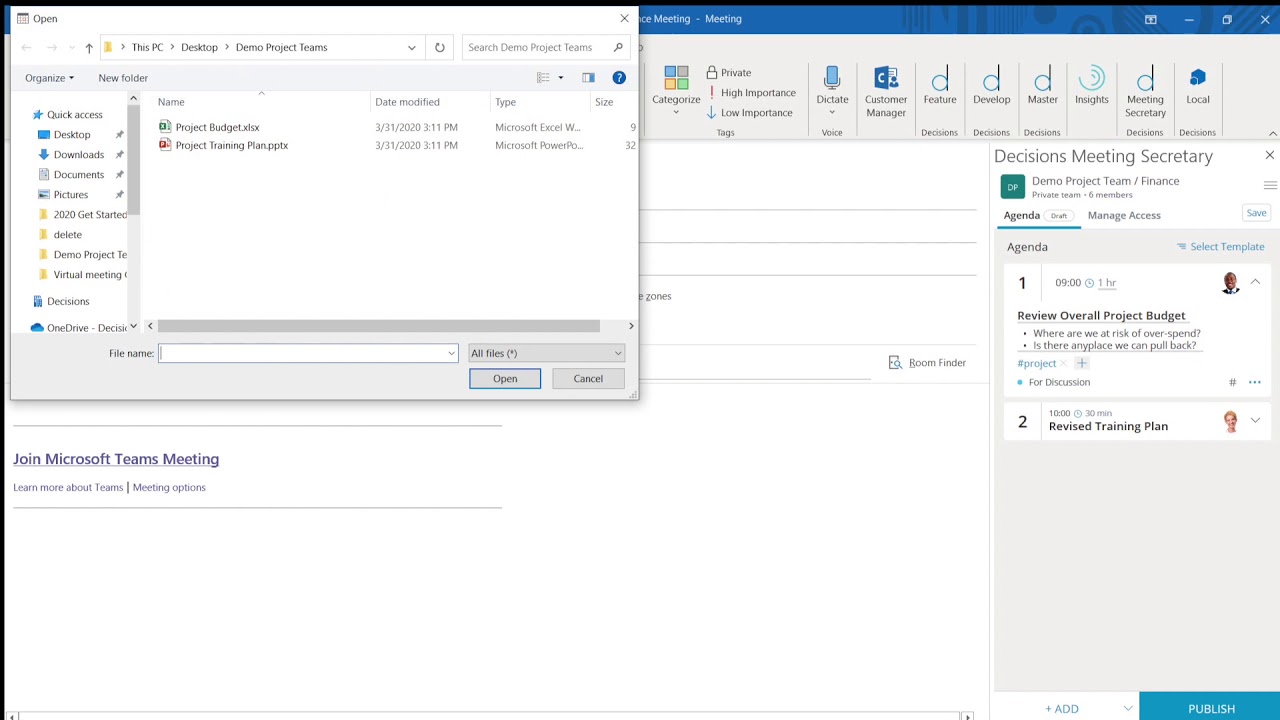 Outlook Meeting Template