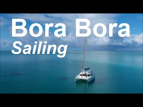 Sailing Bora Bora with a catamaran (Tahiti - French Polynesia islands)