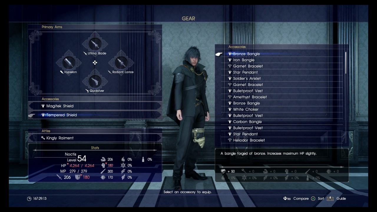 Final Fantasy XV Magitek Shield Equipped To Noctis & Chobham Armor to