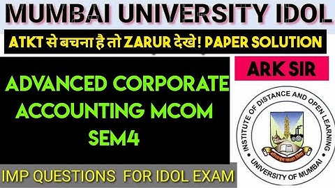2024 Advanced corporate Accounts Mcom sem3 Mumbai university Idol Importance Questions ARK sir