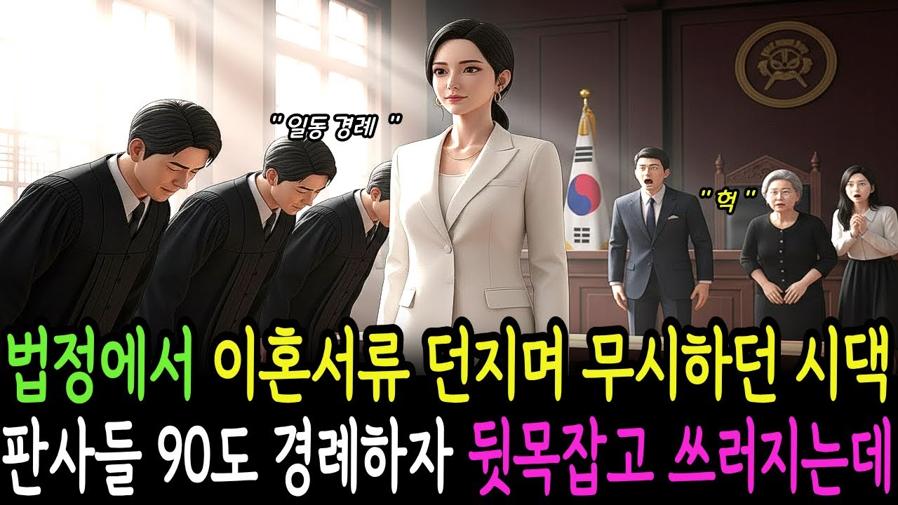 법정에서 이혼서류 던지며 무시하던 시댁 판사들 90도 경례하자 뒷목잡고 쓰러지는데