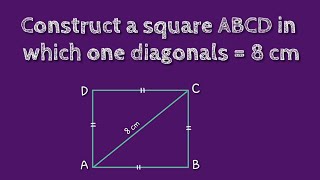 How to construct a square ABCD in which one diagonal 8cm.@SHSIRCLASSES.