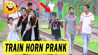 Train Horn Prank In Public | Best Train Horn Prank 2021 With Public Reaction Part 68