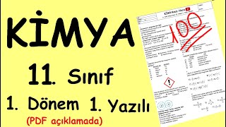 KİMYA 11. Sınıf 1. Dönem 1. Yazılı Soruları (klasik) Yazılıya hazırlık (PDF açıklamada) 2022/2023