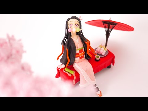 【鬼滅の刃】粘土で禰豆子のお花見 作ってみた - Demon Slayer Nezuko Polymer Clay Tutorial