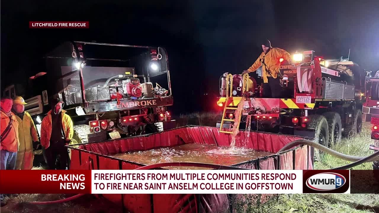 Firefighters battle brush fire near Saint Anselm College - YouTube