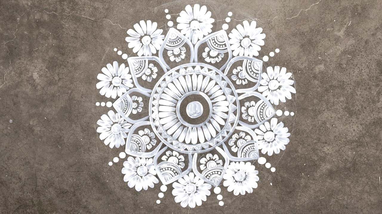 Easy & Simple Alpona Design For Laxmi Puja 🙏❤️ | Very simple alpona design for beginners ❤️