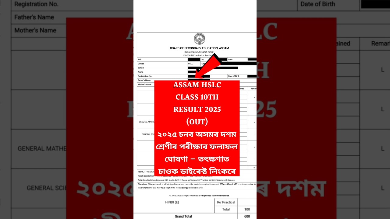 Assam HSLC Result 2025  | Assam 10th Result 2025 Kaise Dekhe ? How to Check Assam HSLC Result 2025 ?