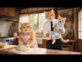 Papa Cat Returns from a Business Trip 🚅 Family Reunites to Make Mochi 🍡🏡 | Funny Cat Videos