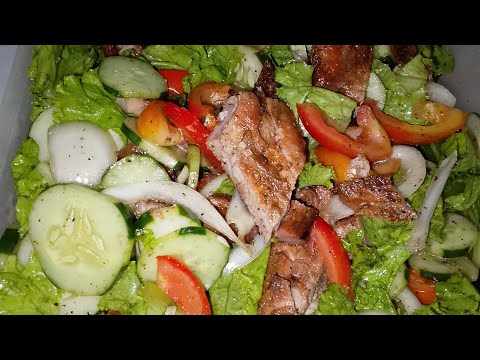 PORK BARBEQUE WITH VEGETABLE SALAD #asmr #viral #saisfying #food @alicemomph5421