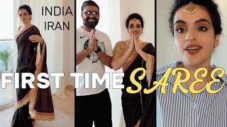 My Wife First Saree Experience As Foriegner| Indian Culture| Desi Vibes| Indian Iranian Couple|