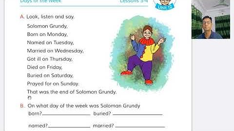 Class 4 English Unit 12 Days of the week. Lesson 3-4 Page 25