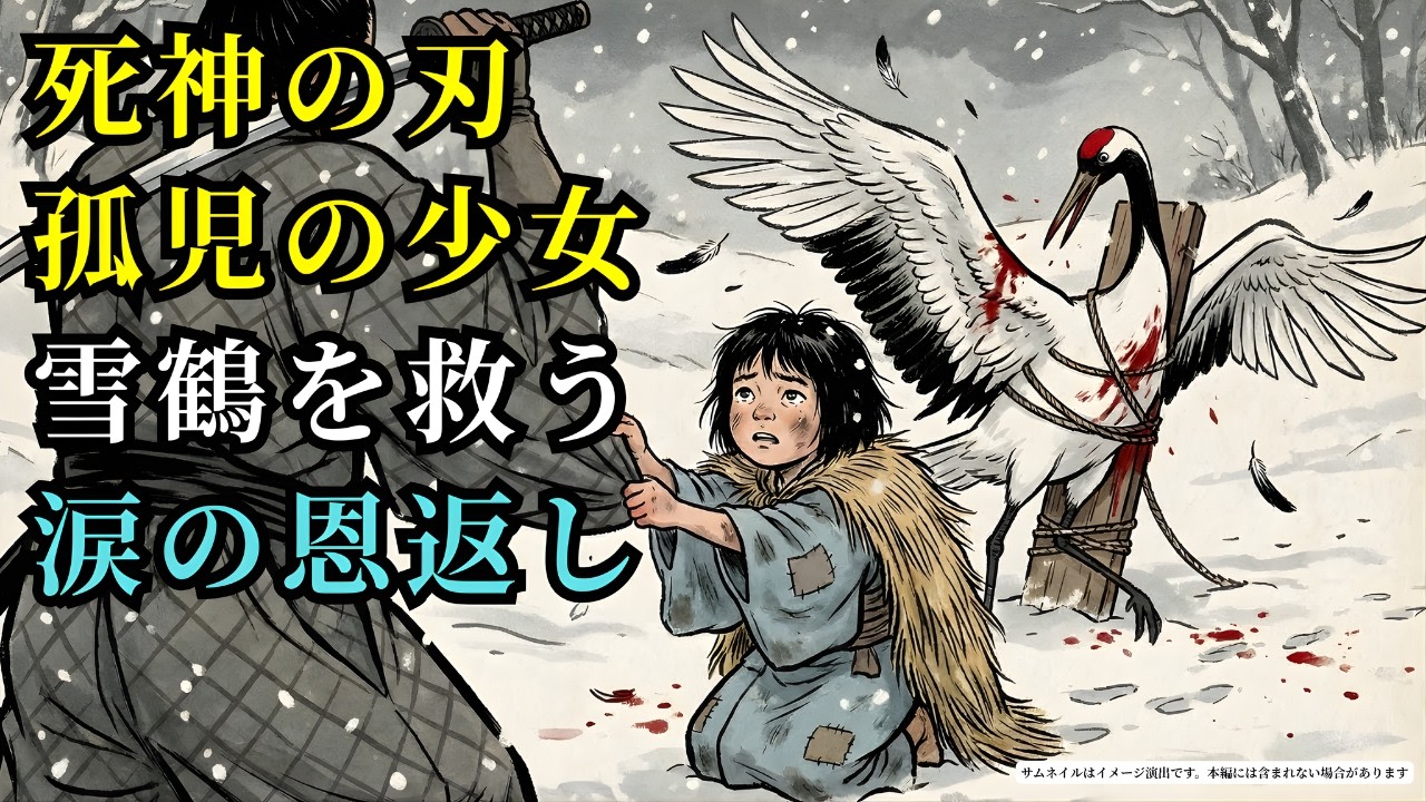 「死神の刃」から雪鶴を救った一人の孤児の少女。恩返しに訪れた奇跡が、孤独な人生を幸福に変える (AIフィクション) | 野談 | 伝説 | 昔話 | 説話 | 民話