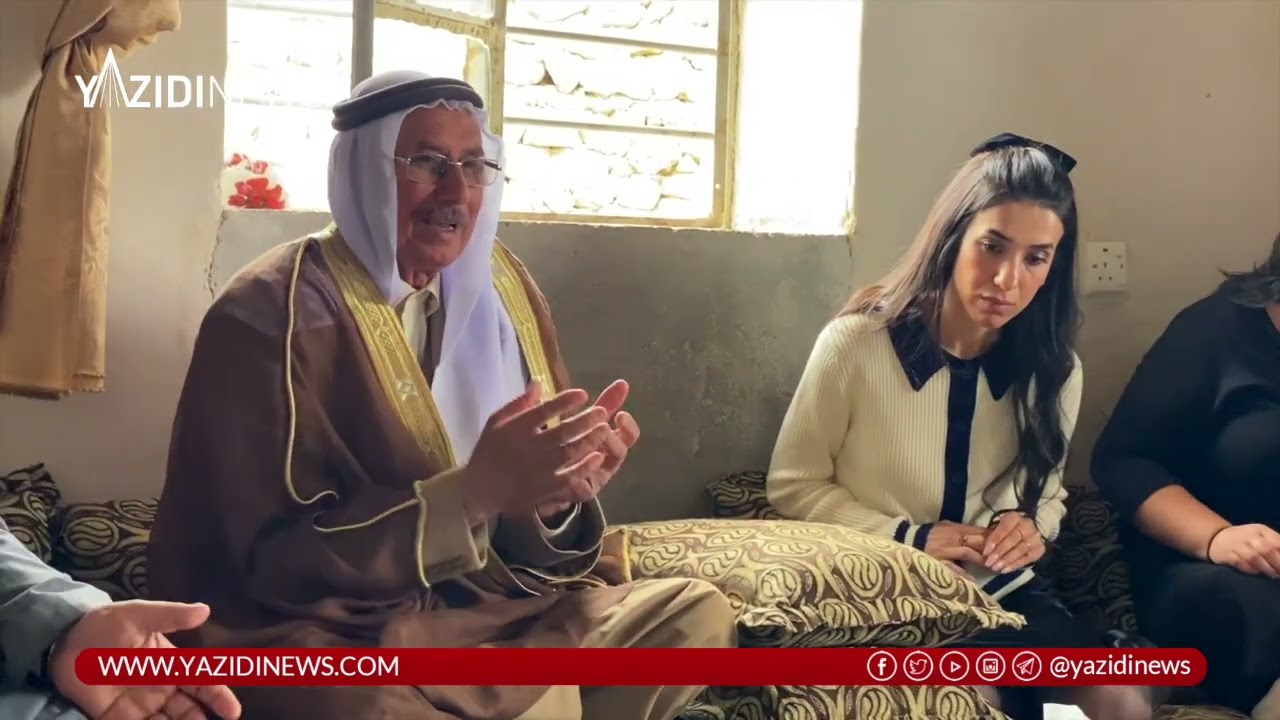 زيارة نادية مراد، الى ديون الشيخ خديدا حسين، رئيس عشيرة الزندنان في قرية الوردية جنوب جبل سنجار.