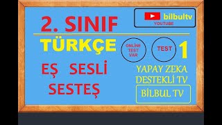 2 Sınıf Türkçe Eş Sesli Sesteş Sözcükler Test 1