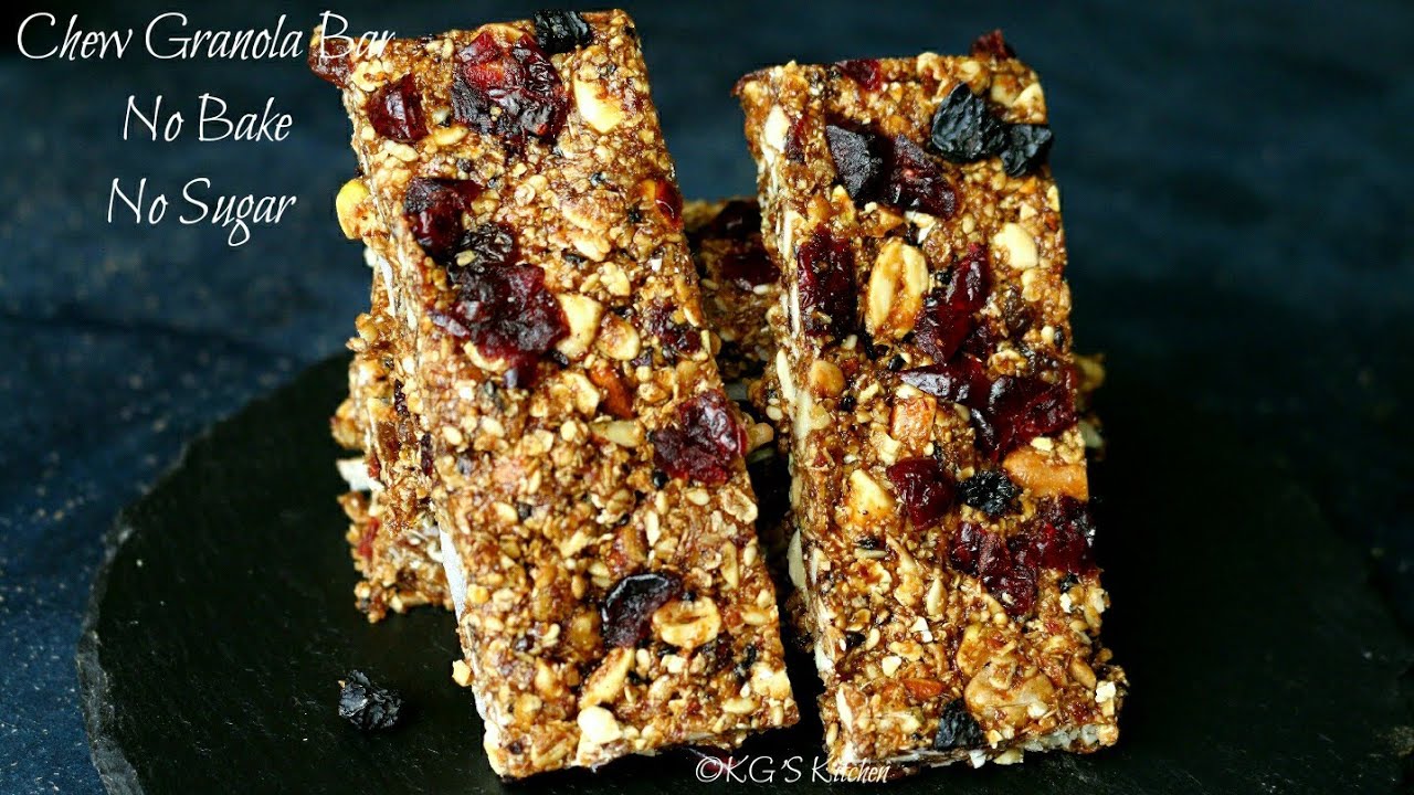 Chew Granola Bar No Sugar No Bake No Oven Vegan Granola Bar Recipe Youtube