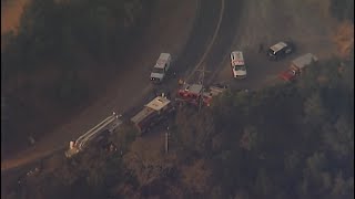 Raw Video: Chopper 5 Over Fatal Water Tender Crash Near Fire Zone
