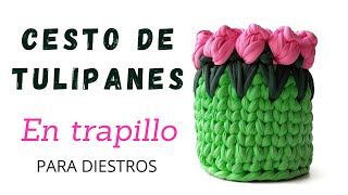 🥰Me enamoré de esta CESTA DE TULIPANES🌷🌷🌷 *En trapillo a crochet*